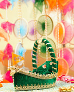 Laddu Gopal Premium Green Boat Bed | 13 x 7 x 4"