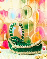 Laddu Gopal Premium Green Boat Bed | 13 x 7 x 4"