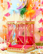 Pink Decorative Laddu Gopal Light Bangla with Bed 14.5 inch