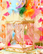 Light Pink Decorative Laddu Gopal Light Bangla with Bed 14.5 inch