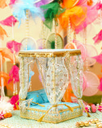 Sky Blue Decorative Laddu Gopal Light Bangla with Bed 12 inch