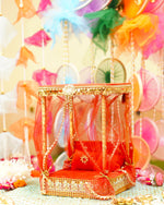 Premium Red Decorative Laddu Gopal Light Bangla with Bed, Pillows
