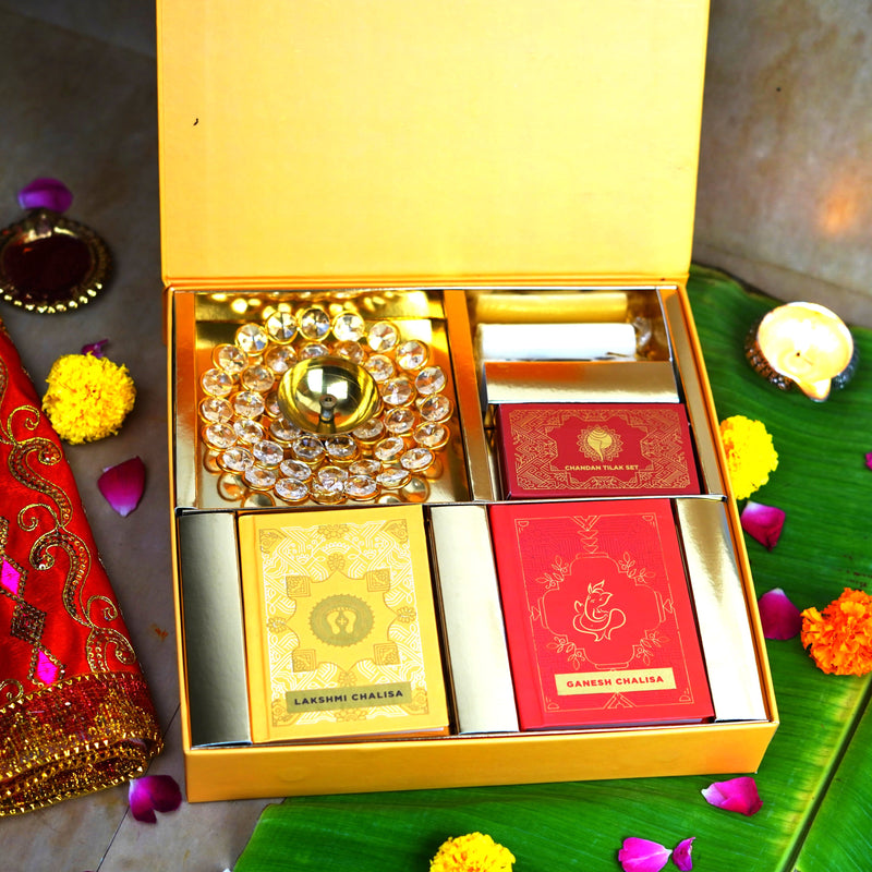 Lakshmi Chalisa and Ganesh Chalisa Blessings Gift Set- Yellow