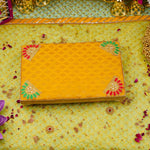 Yellow Premium Cushioned Festive Pooja Chowki 11x7 Inch