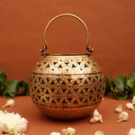Round Tealight Holder | Diwali Gift | Antique Gold Lamp