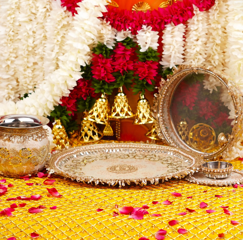 Golden Karwa Chauth Thali Set | Luxe Edition | Pack of 5