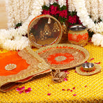 Orange Karwa Chauth Thali Set | Luxe Edition | Pack of 5