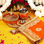 Orange Karwa Chauth Thali Set | Luxe Edition | Pack of 5