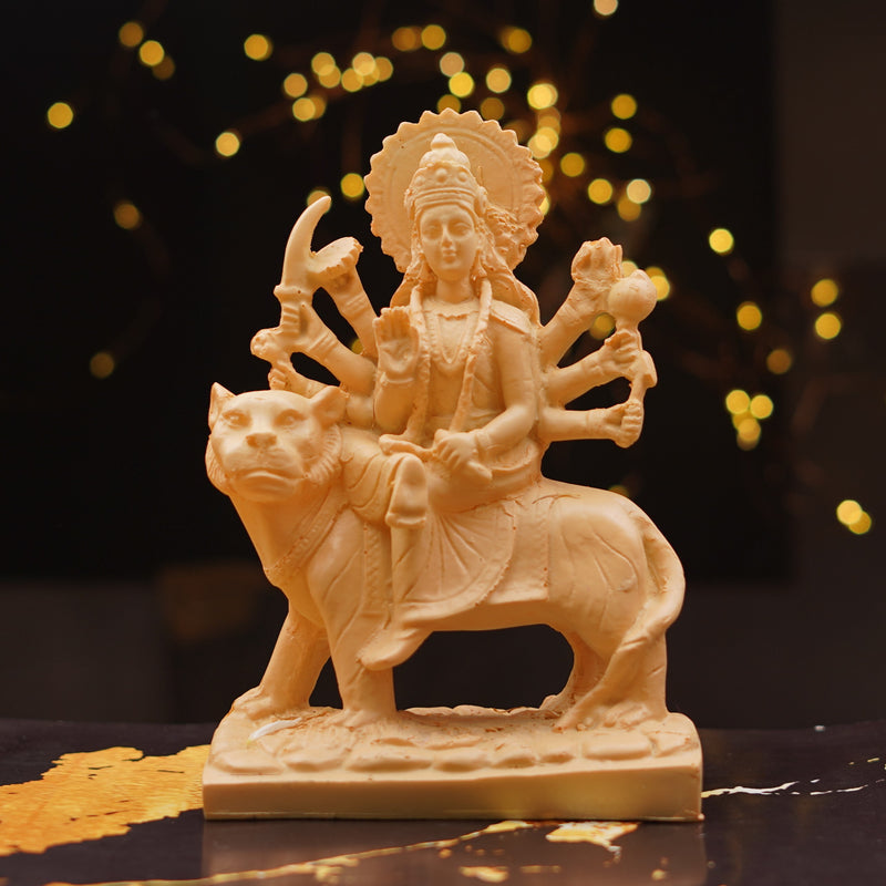 Durga Mata Idol Resin Beige Colour 7.5 Inch