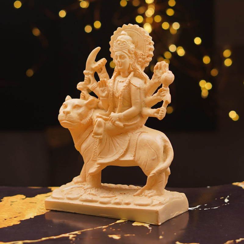 Durga Mata Idol Resin Beige Colour 7.5 Inch