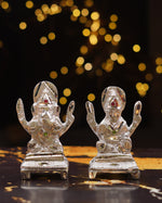 Lakshmi Ganesh Silver Plated Idol Set with Premium Gift Box 4 Inch