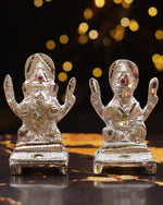 Lakshmi Ganesh Silver Plated Idol Set with Premium Gift Box 4 Inch