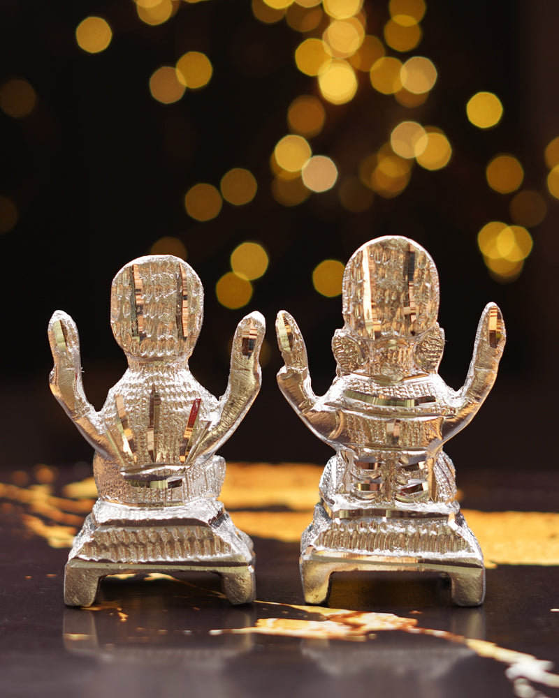 Lakshmi Ganesh Silver Plated Idol Set with Premium Gift Box 4 Inch