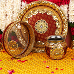 Majestic Maroon Karwa Chauth Thali Set | 400g | Pack of 3