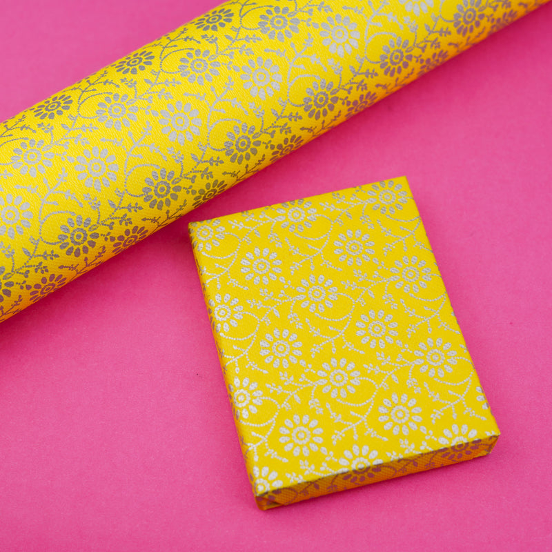 Yellow Floral Wrapping Paper( Set of 5)