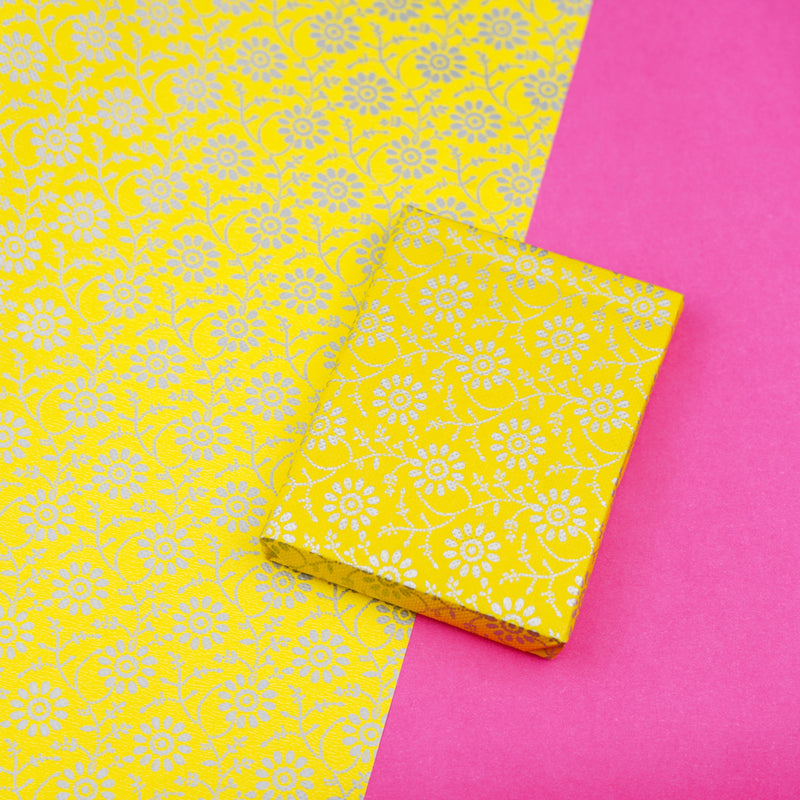 Yellow Floral Wrapping Paper( Set of 5)