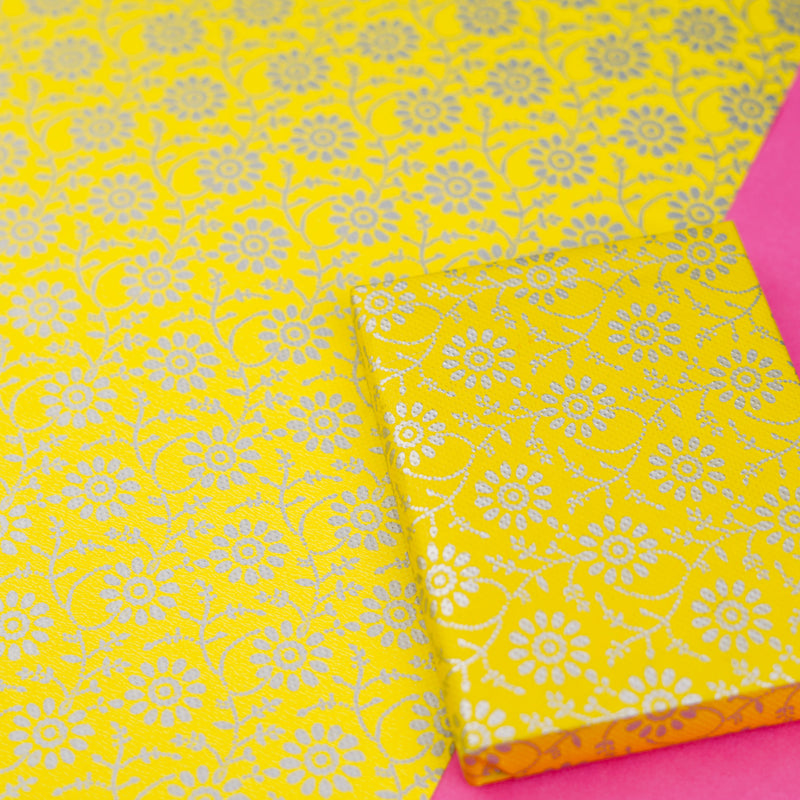 Yellow Floral Wrapping Paper( Set of 5)