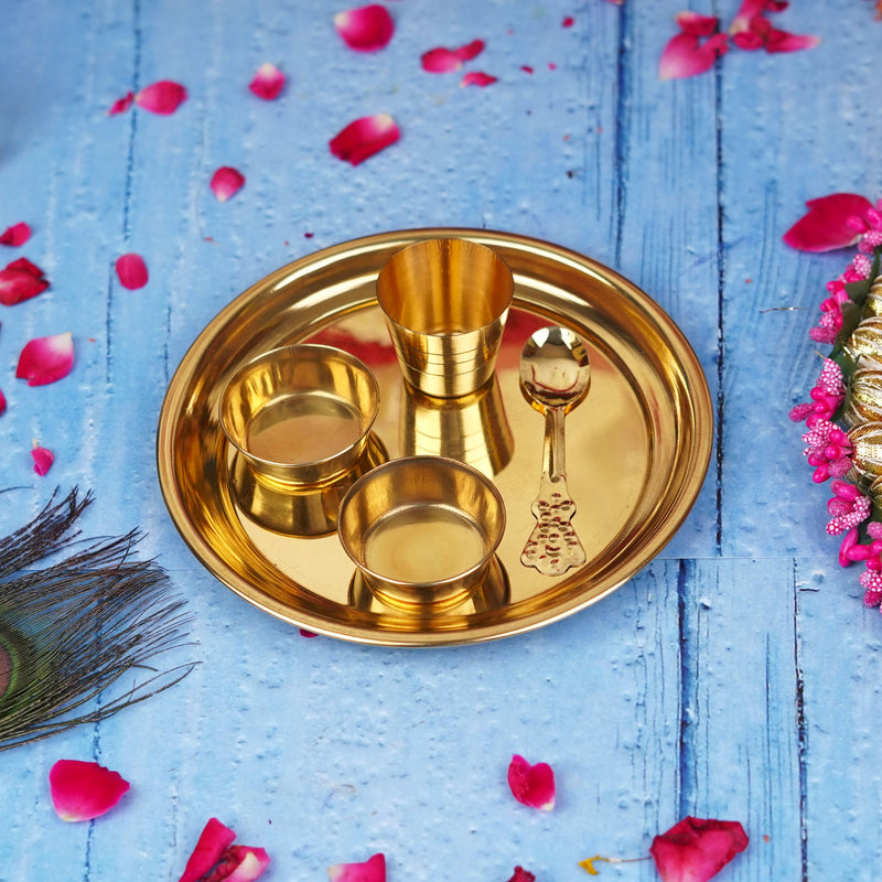 Pure Brass Laddu Gopal Bhog Thali Set 6"