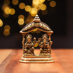 Pure Brass Lakshmi Ganesh Idol with Temple Shape 4.5Inch