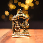 Pure Brass Lakshmi Ganesh Idol with Temple Shape