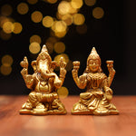 Brass Lakshmi Ganesh Idol Set 3 Inch