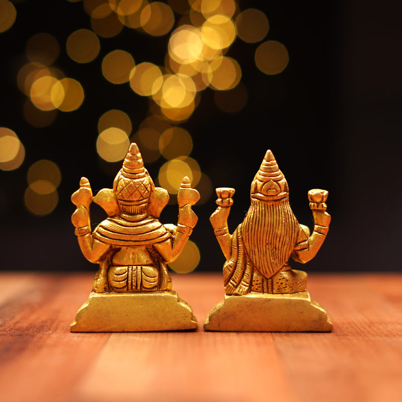 Brass Lakshmi Ganesh Idol Set 3 Inch