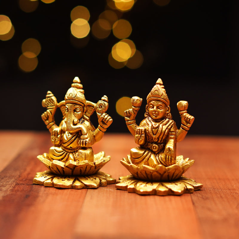 Pure Brass Lakshmi Ganesh Idol Set