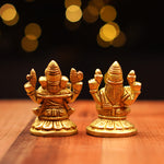 Brass Small Lakshmi Ganesh Idol Set 9 cm