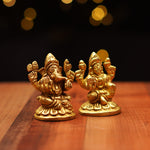 Brass Small Lakshmi Ganesh Idol Set 9 cm