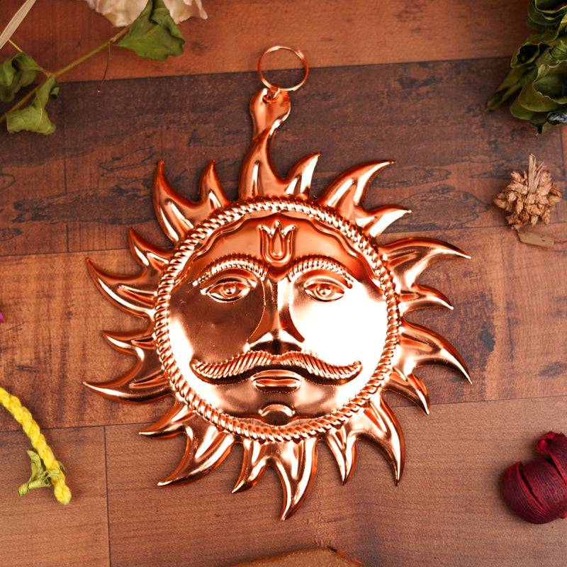 Copper Vastu Sun Wall Hanging 6"