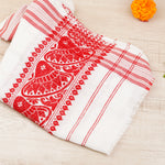 Assamese White and Red Puja Gamcha 47x19.5 Inch