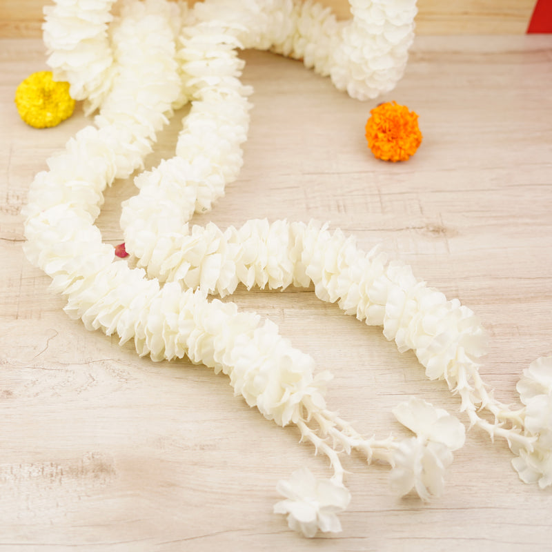 Artificial White Floral Garland/ Latkan Set of 6| Length: 4.5 ft