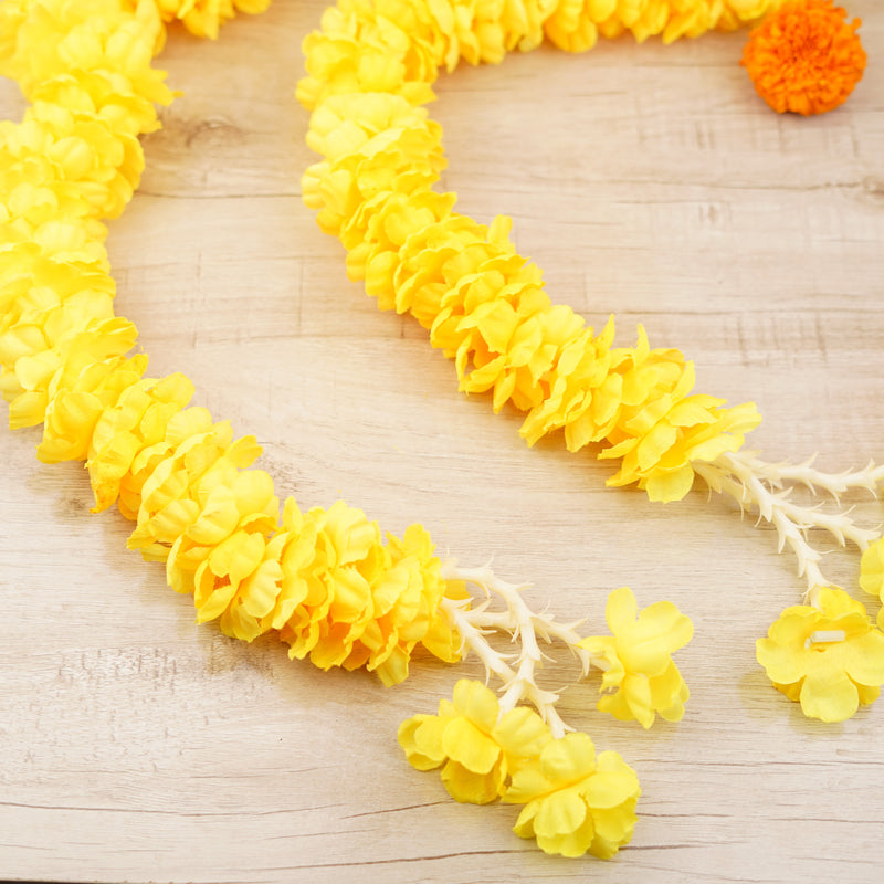 Premium Yellow Floral Garland| Latkan Set of 6 | Length: 4.5 ft | Soft and Superior Finish Entrance Hangings