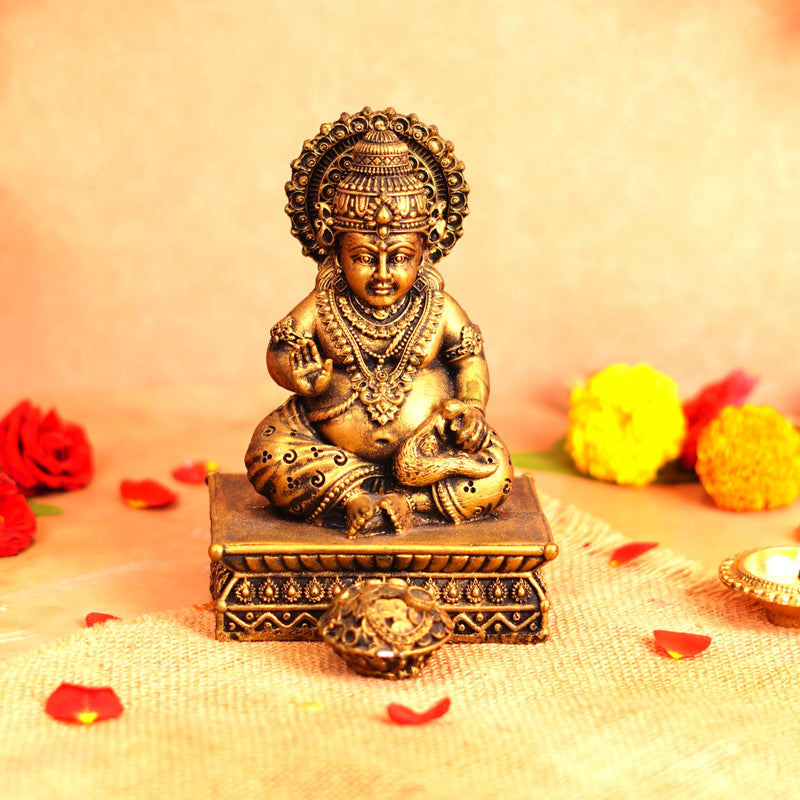 Antique Gold Kuber Idol Resin 6 Inch