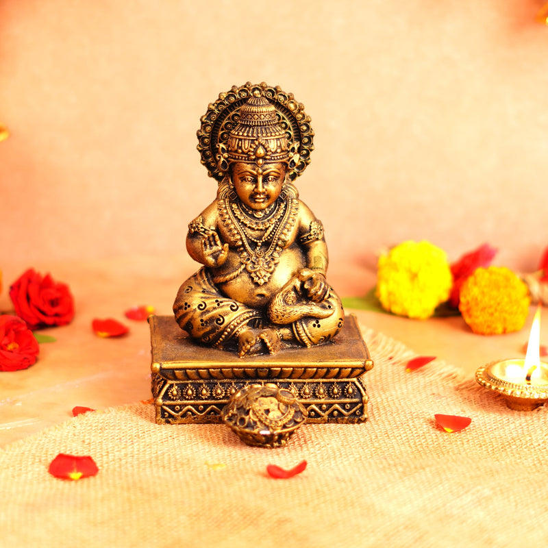 Antique Gold Kuber Idol Resin 6 Inch