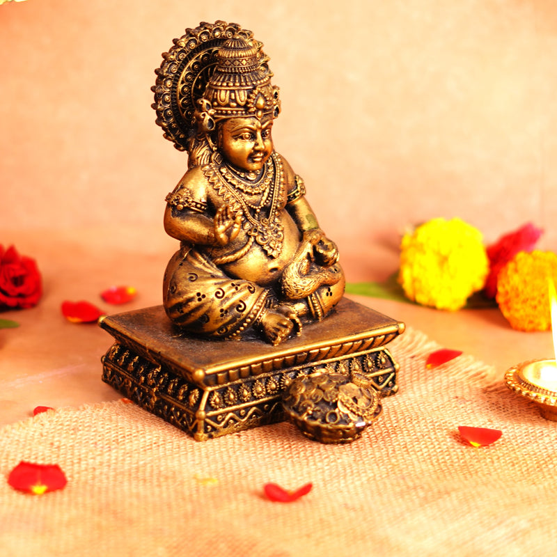 Antique Gold Kuber Idol Resin 6 Inch