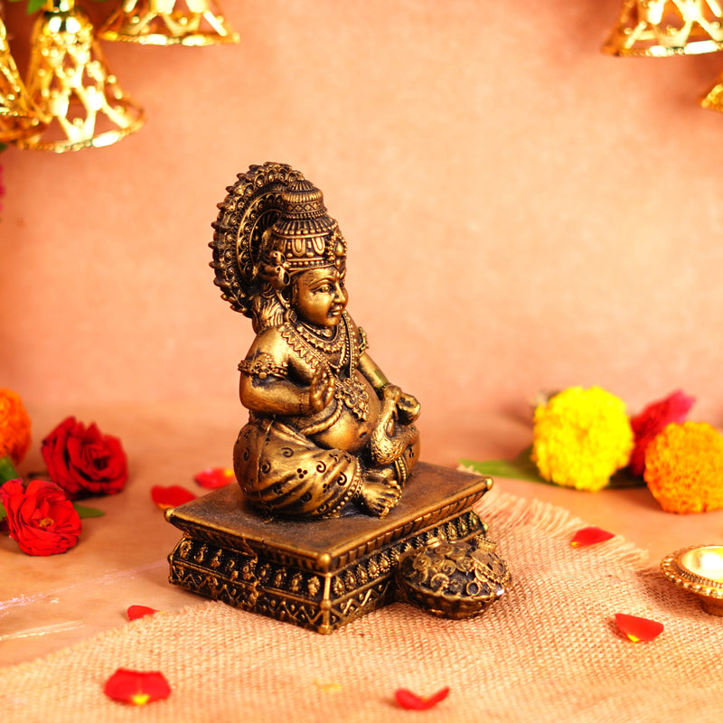 Antique Gold Kuber Idol Resin 6 Inch
