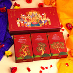 Valmiki's Ramayana Heritage Edition – Luxurious Wooden Gift Box Featuring Handcrafted Art, Sacred Incense Box, Hanuman Chalisa Scroll, Jai Shree Ram Brass Gada