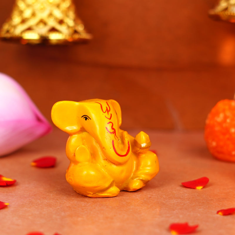 Yellow Gifting Ganesha Resin Idol 2 Inches