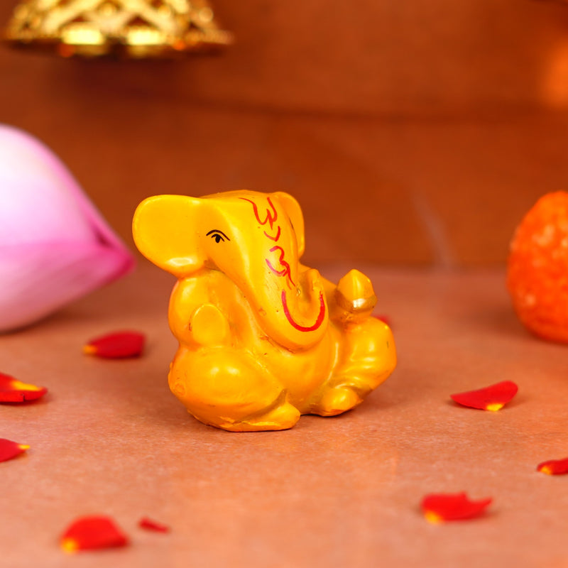 Yellow Gifting Ganesha Resin Idol 2 Inches