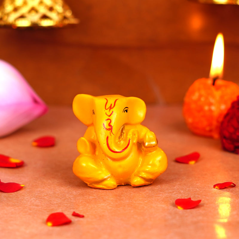 Yellow Gifting Ganesha Resin Idol 2 Inches