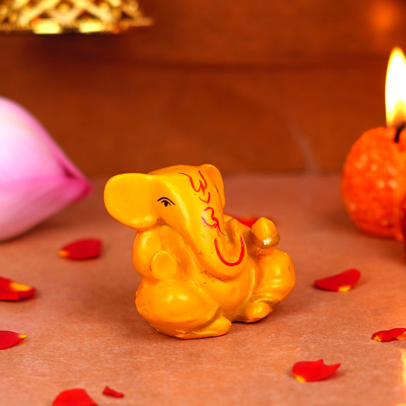 Yellow Gifting Ganesha Resin Idol 2 Inches