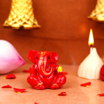 Red Gifting Small Ganesha Resin Idol 2 Inches