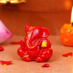 Red Gifting Small Ganesha Resin Idol 2 Inches