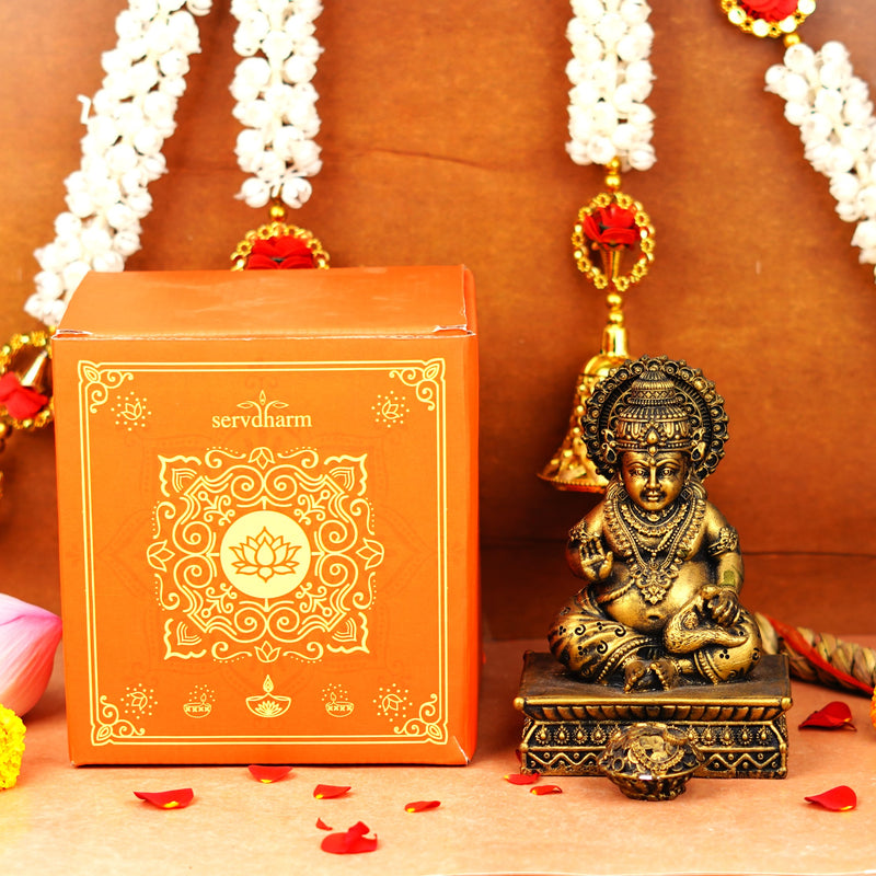 Antique Gold Kuber Idol Resin 6 Inch