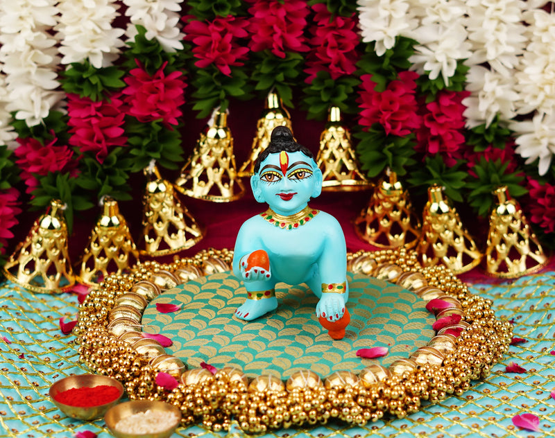 Blue Resin Laddu Gopal Idol 5.5 Inch