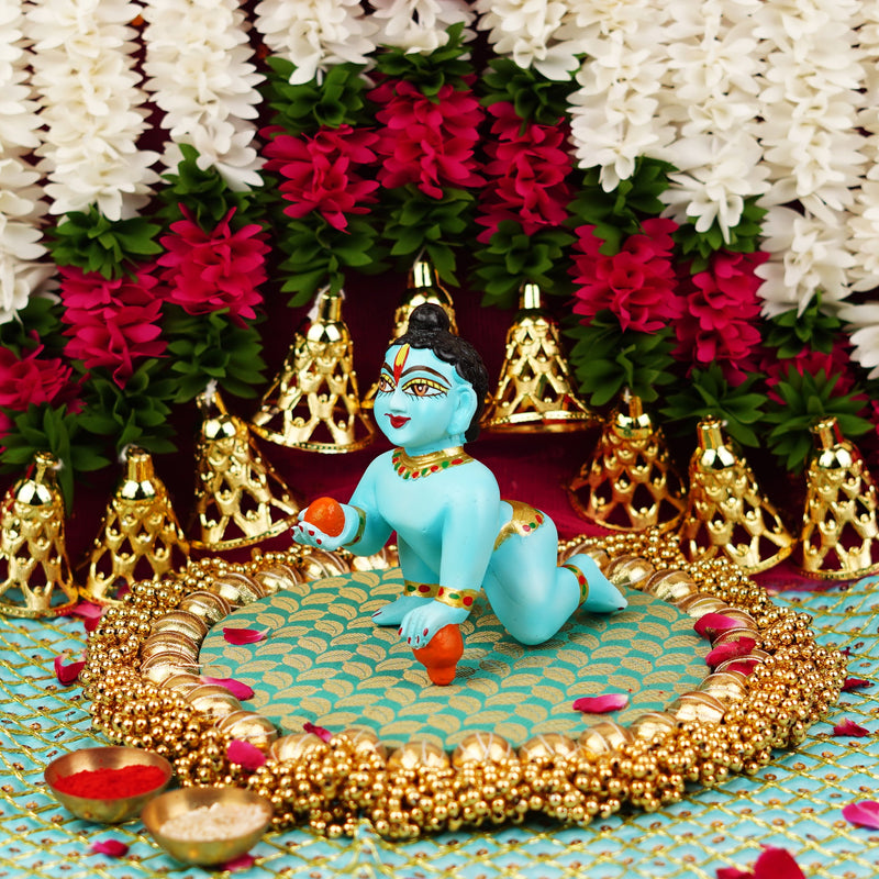 Blue Resin Laddu Gopal Idol 5.5 Inch