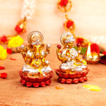 Silver and Golden Lakshmi Ganesh Resin Idol 4"