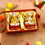 Silver and Golden Lakshmi Ganesh Resin Idol 4"