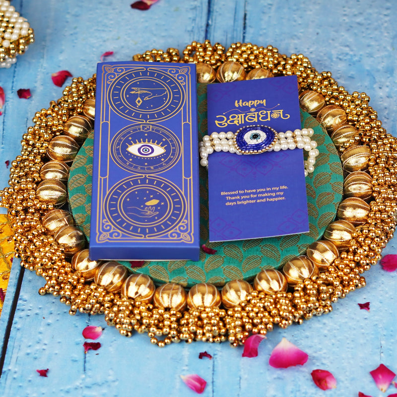 Evil Eye Pearls Layer Rakhi